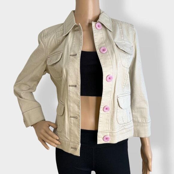 Sigrid Olsen Beige Button Front Jacket - Picture 1 of 6